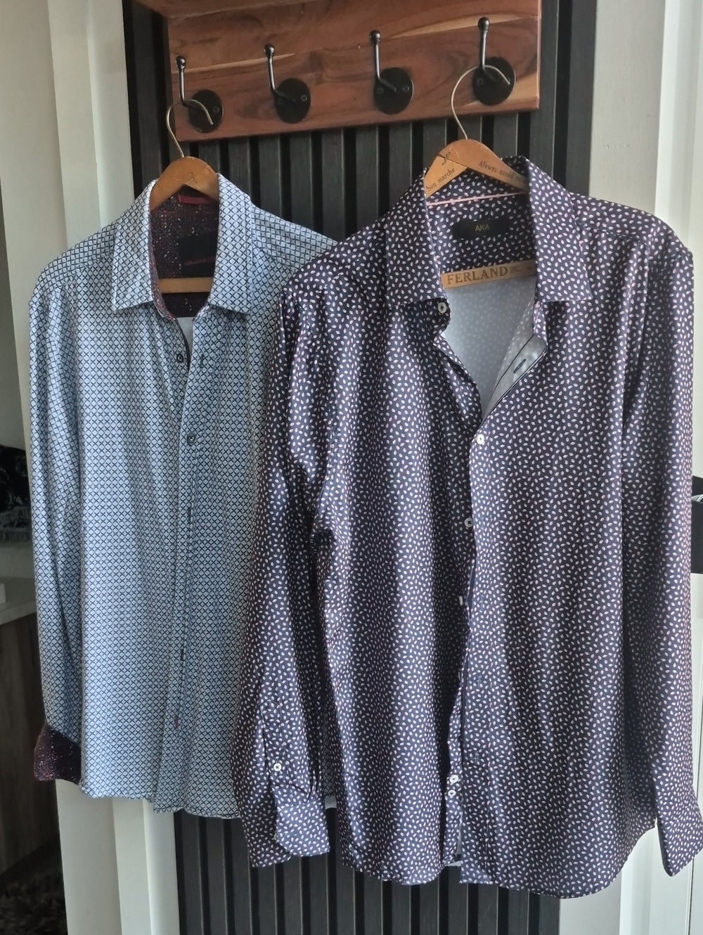 Men's Navy Geo-Print Button-Down Shirt